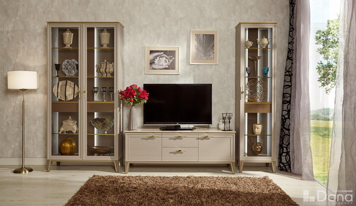 Гостиная ПАЛМАРИ на деревянных ножках Бежево-серая