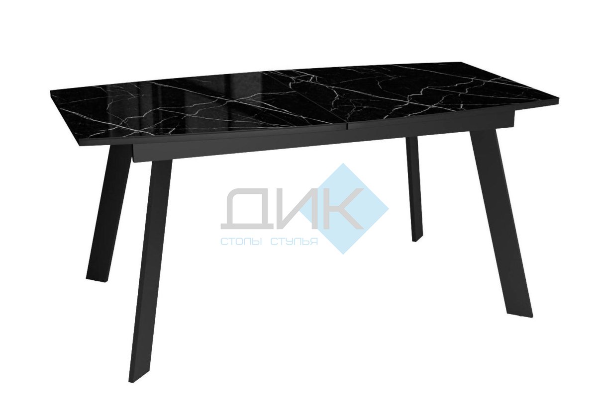 Стол DikLine XLS160 мрамор черный глянец/ черный / опоры черные